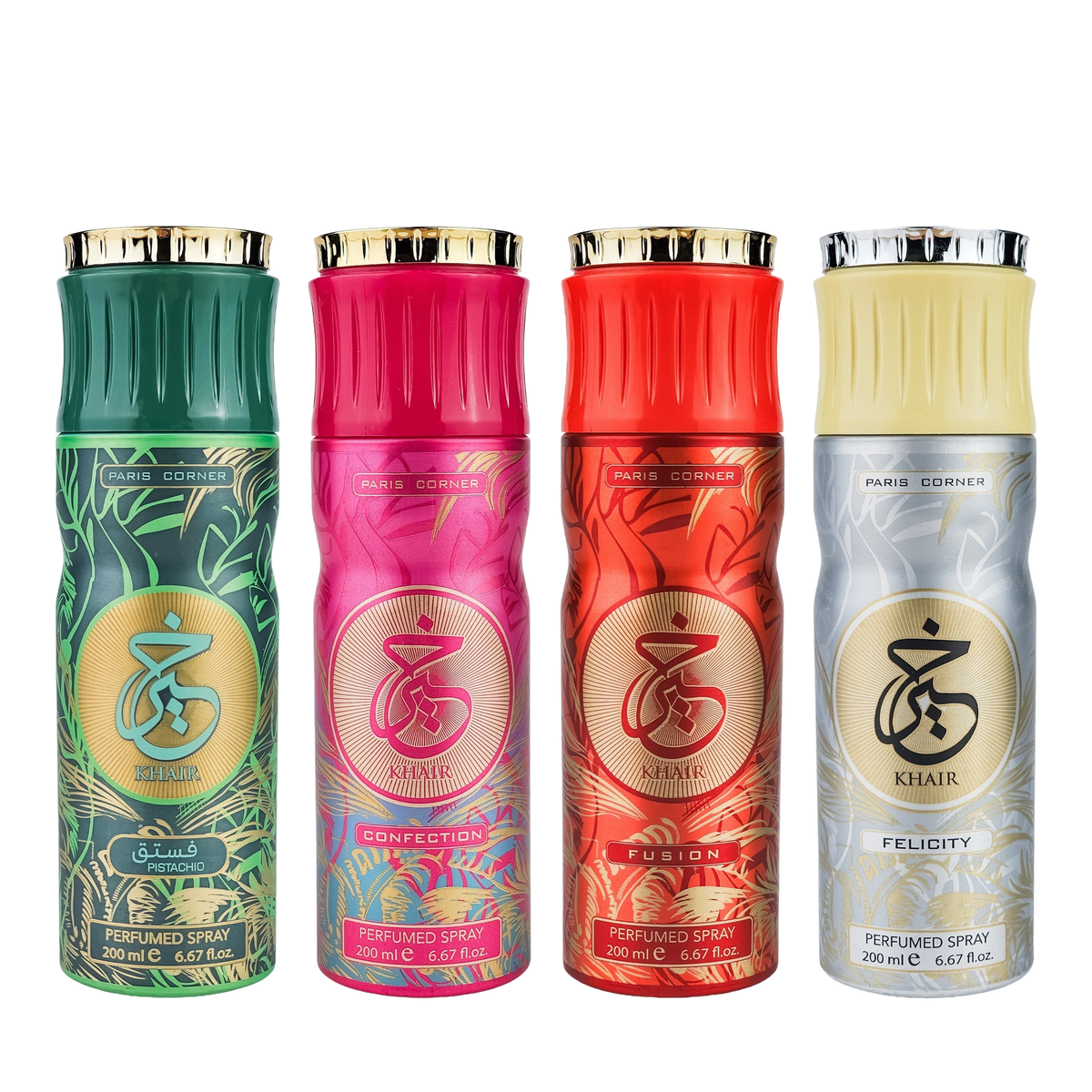 Khair Pistachio, Confection, Fusion & Felicity Deodorant Bundel